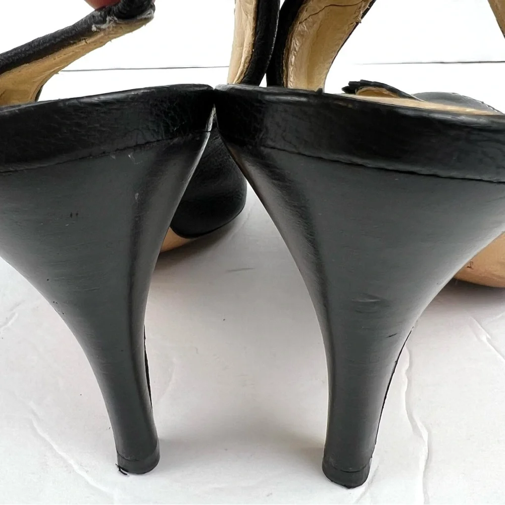 Hugo Boss Tassel Fringe Trim Leather Heels 39/8.0 Black Designer Quiet Luxury - Picture 11 of 17